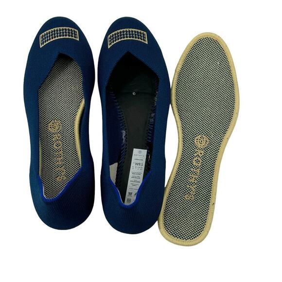 Rothy's The Ballet Flat Slip-On Comfortable Blue Holiday Licorice Size W9.5 NWOB - Picture 6 of 9